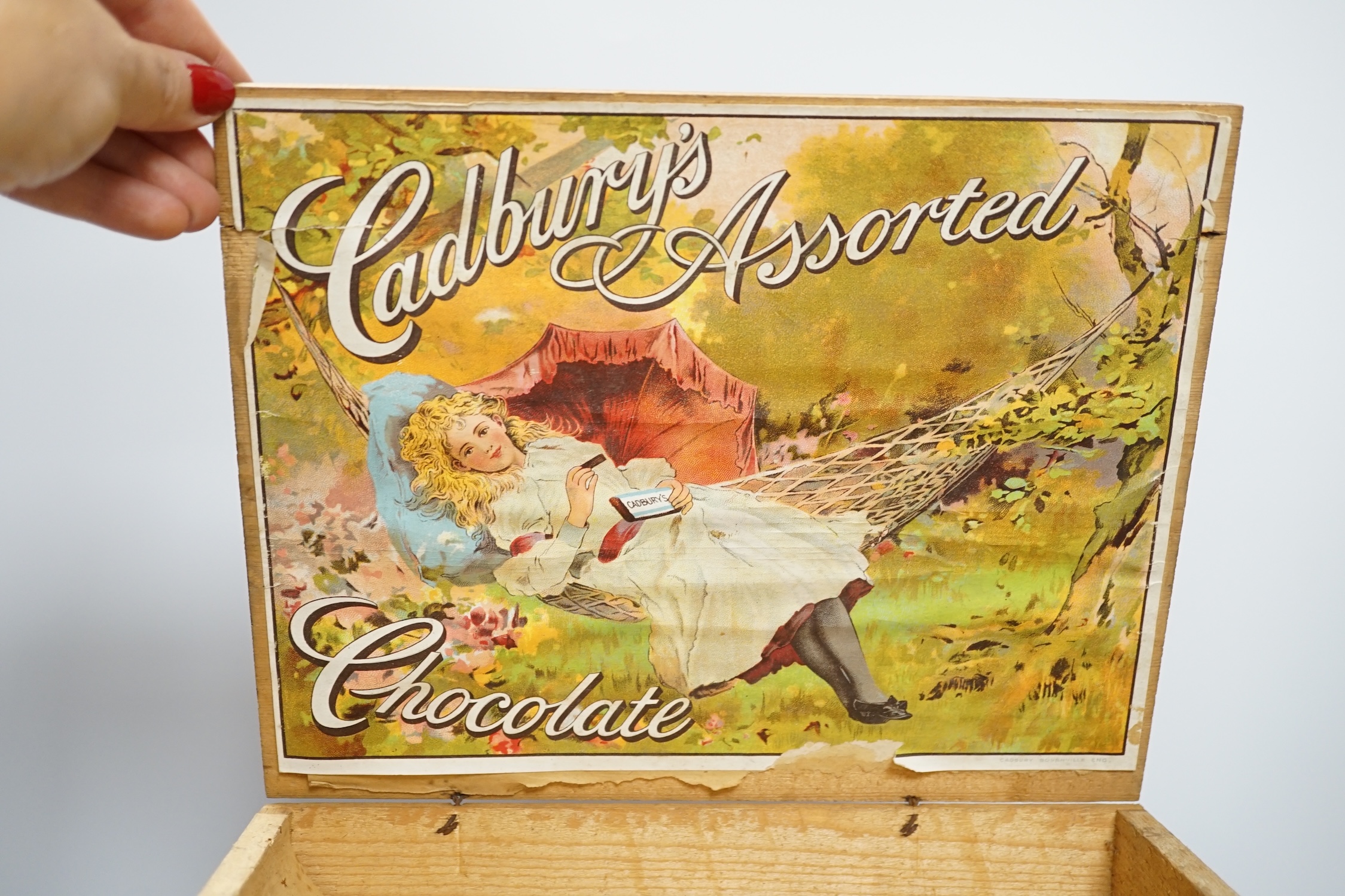 Three early to mid 20th century display boxes: Cadbury’s Cocoa Essence, Pearce Duff’s Egg Powder and a Cadbury’s Assorted Chocolate. Condition - poor to fair